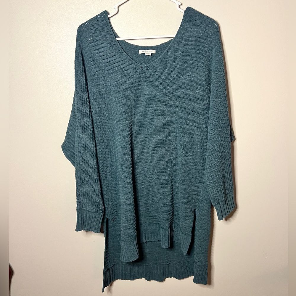American Eagle size M high low long sweater teal knitted oversized